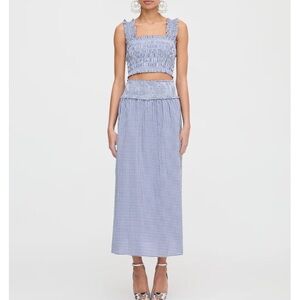 Hill House Blue Gingham Top/Skirt Set